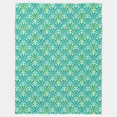 Art Deco waaierpatroon - turquoise op aqua Fleece Deken (Voorkant)
