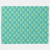 Art Deco waaierpatroon - turquoise op aqua Fleece Deken (Voorkant (Horizontaal))