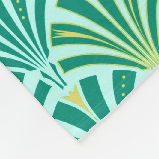 Art Deco waaierpatroon - turquoise op aqua Fleece Deken (Hoek)