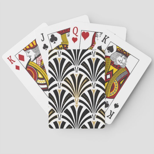 Art Deco waaierpatroon - zwart en wit Speelkaarten (Achterkant)
