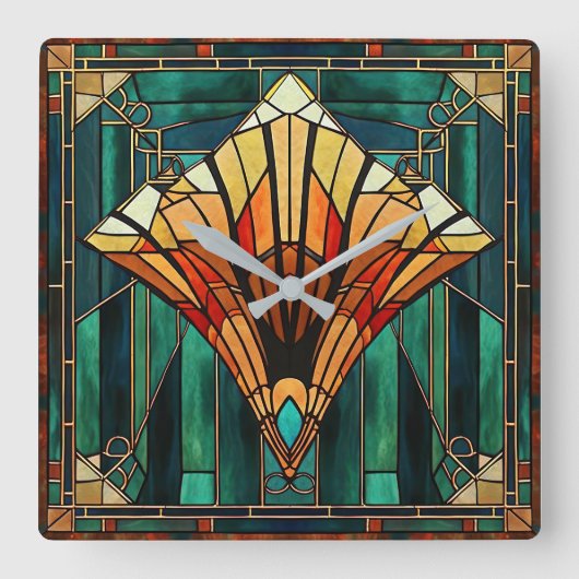 Art Deco Wall Clock Vierkante Klok (Voorkant)