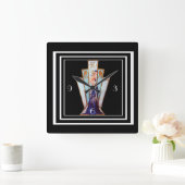 ART DECO WALL CLOCK VIERKANTE KLOK (Huis)