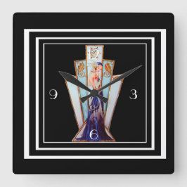 ART DECO WALL CLOCK VIERKANTE KLOK