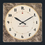 Art Deco Wall Clock Vierkante Klok<br><div class="desc">An understated but stylish look from the 1930's. What is that red dot at the top used for, anyway?</div>
