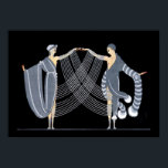 Art Deco Wall Poster<br><div class="desc">Een prachtig en ongewoon Art Deco-poster met een paar gekleed in blauwe en witte kostuums op een zwarte achtergrond.</div>