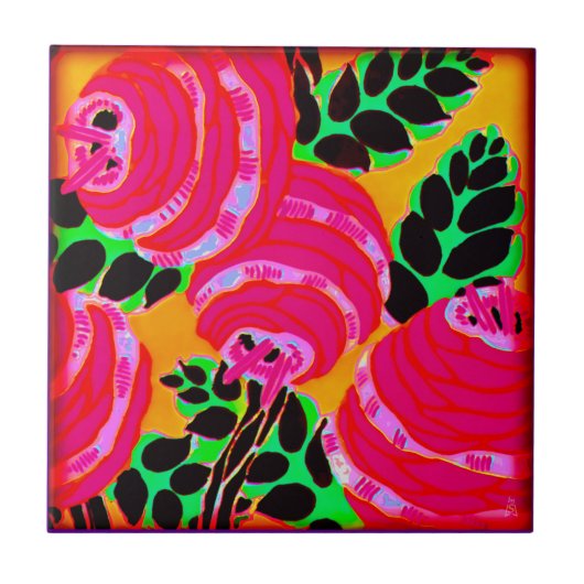 Art Deco Wallflowers - Heet Roze+ Tegeltje (Voorkant)