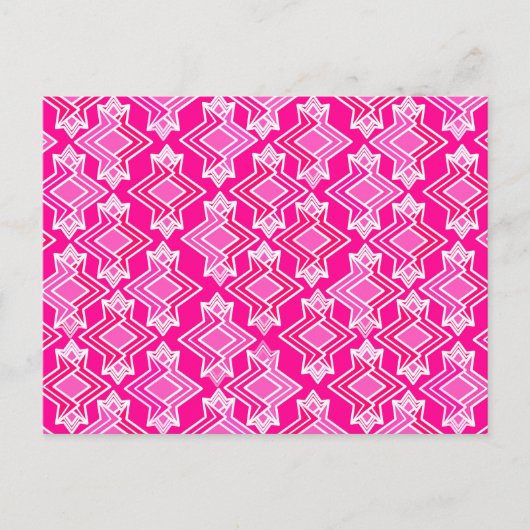 Art Deco Wallpaper Patroon, Fuchsia Pink Briefkaart (Voorkant)