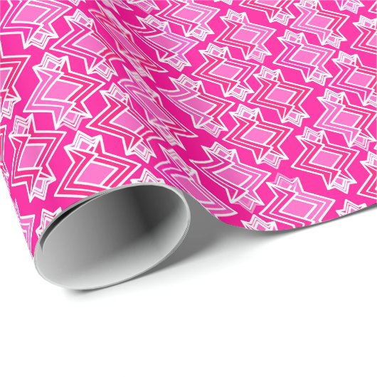 Art Deco Wallpaper Patroon, Fuchsia Pink Cadeaupapier (Rol Hoek)