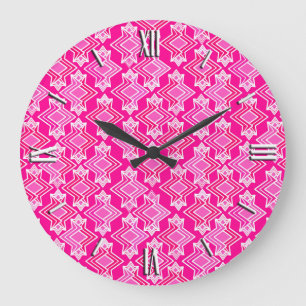 Art Deco Wallpaper Patroon, Fuchsia Pink Grote Klok