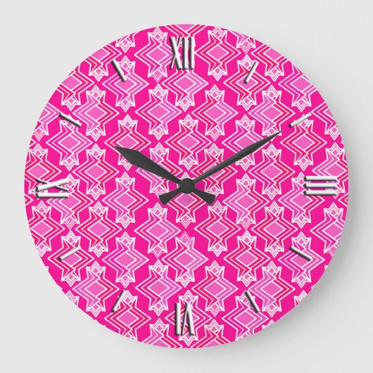 Art Deco Wallpaper Patroon, Fuchsia Pink Grote Klok (Voorkant)