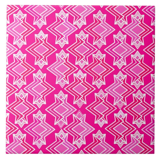 Art Deco Wallpaper Patroon, Fuchsia Pink Tegeltje (Voorkant)