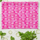 Art Deco Wallpaper Patroon, Fuchsia Pink Theedoek (Gevouwen)