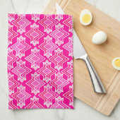 Art Deco Wallpaper Patroon, Fuchsia Pink Theedoek (Quarter Fold)