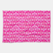 Art Deco Wallpaper Patroon, Fuchsia Pink Theedoek (Horizontaal)