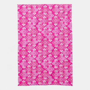 Art Deco Wallpaper Patroon, Fuchsia Pink Theedoek