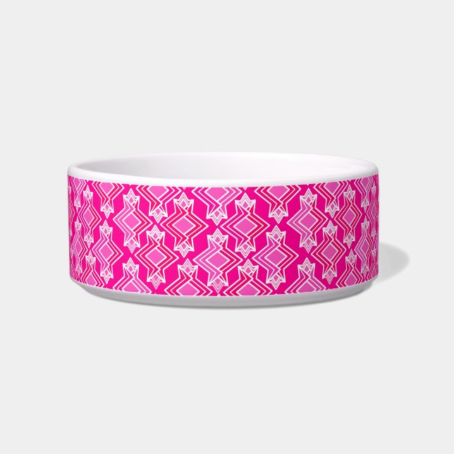 Art Deco Wallpaper Patroon, Fuchsia Pink Voerbakje (Links)