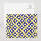 Art Deco Wallpaper Pattern, Beige and Blue Briefkaart (Voorkant / Achterkant)
