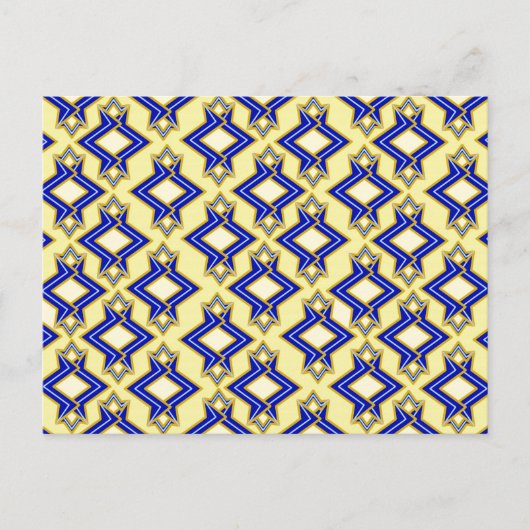 Art Deco Wallpaper Pattern, Beige and Blue Briefkaart (Voorkant)