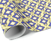 Art Deco Wallpaper Pattern, Beige and Blue Cadeaupapier (Rol Hoek)