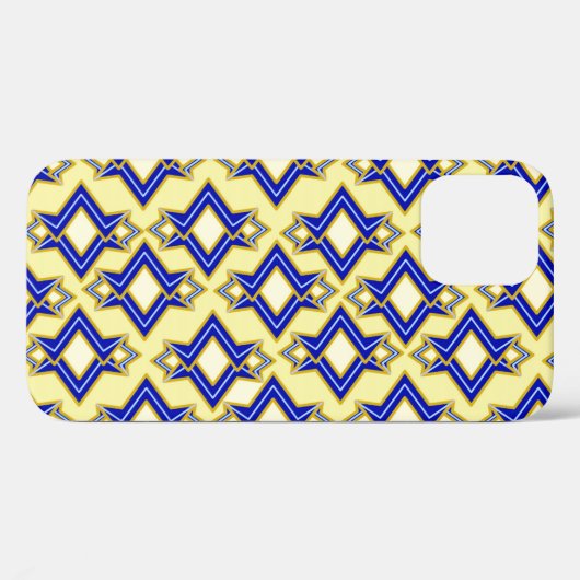 Art Deco Wallpaper Pattern, Beige and Blue Case-Mate iPhone Case (Achterkant (horizontaal))