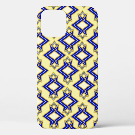Art Deco Wallpaper Pattern, Beige and Blue Case-Mate iPhone Case (Achterkant)