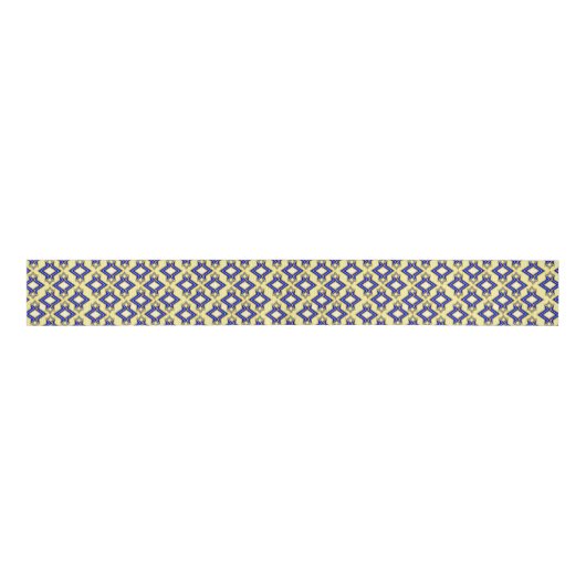 Art Deco Wallpaper Pattern, Beige and Blue Grosgrain Lint (Voorkant)