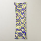 Art Deco Wallpaper Pattern, Beige and Blue Lichaamskussen (Achterkant (Verticaal))