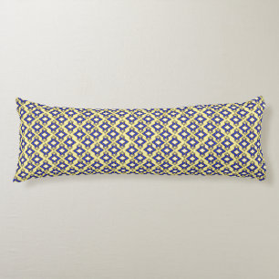 Art Deco Wallpaper Pattern, Beige and Blue Lichaamskussen