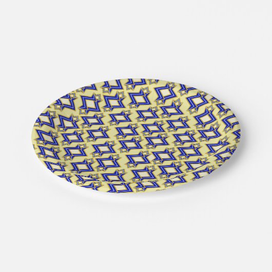 Art Deco Wallpaper Pattern, Beige and Blue Papieren Bordje (Gekanteld)