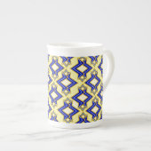 Art Deco Wallpaper Pattern, Beige and Blue Porselein Kop (Voorkant rechts)
