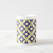 Art Deco Wallpaper Pattern, Beige and Blue Porselein Kop (Voorkant)
