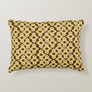 Art Deco Wallpaper Pattern, Brown and Gold Accent Kussen