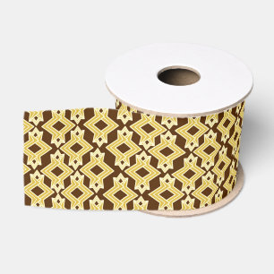 Art Deco Wallpaper Pattern, Brown and Gold Grosgrain Lint