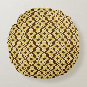 Art Deco Wallpaper Pattern, Brown and Gold Rond Kussen