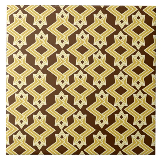 Art Deco Wallpaper Pattern, Brown and Gold Tegeltje (Voorkant)