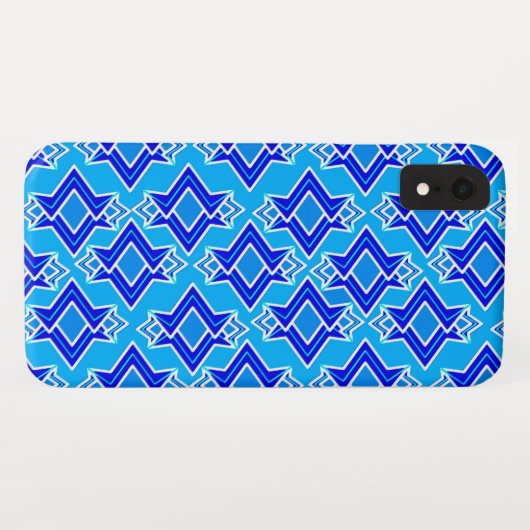 Art Deco Wallpaper Pattern, Cerulean Blue Case-Mate iPhone Case (Achterkant (horizontaal))