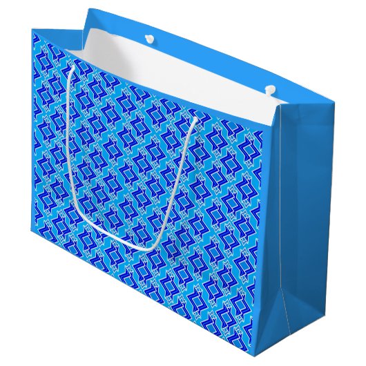 Art Deco Wallpaper Pattern, Cerulean Blue Groot Cadeauzakje (Voorkant Gekanteld)