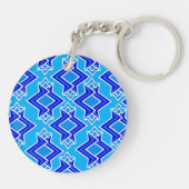 Art Deco Wallpaper Pattern, Cerulean Blue Sleutelhanger (Achterkant)