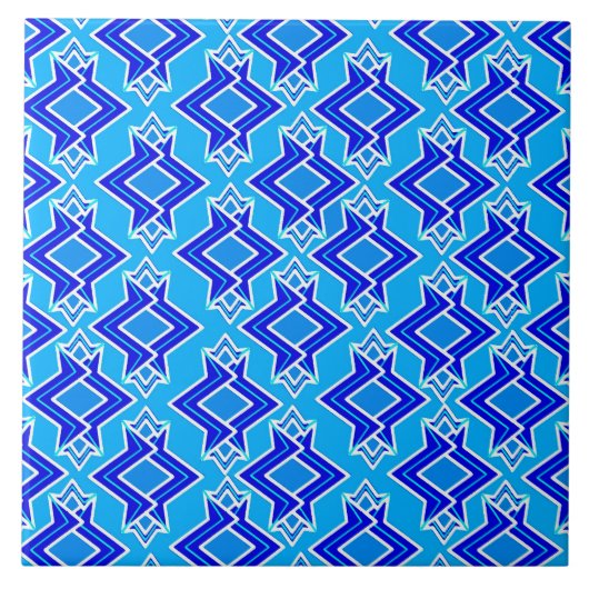 Art Deco Wallpaper Pattern, Cerulean Blue Tegeltje (Voorkant)