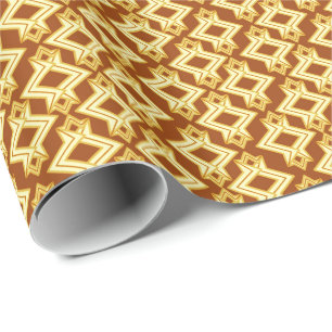 Art Deco Wallpaper Pattern, Golden Brown Cadeaupapier