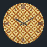 Art Deco Wallpaper Pattern, Golden Brown Grote Klok<br><div class="desc">Kunst Deco geometrisch behang patroon in licht beige en goud op een dieper gouden bruine achtergrond</div>
