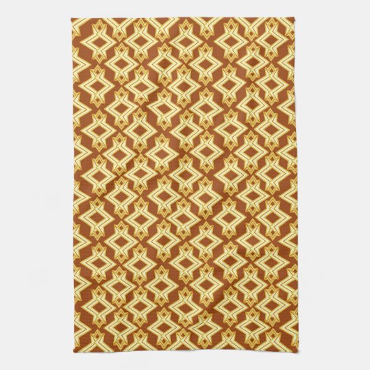 Art Deco Wallpaper Pattern, Golden Brown Theedoek (Verticaal)