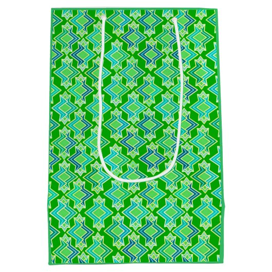 Art Deco Wallpaper Pattern, Jade Green Medium Cadeauzakje (Achterkant)