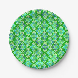 Art Deco Wallpaper Pattern, Jade Green Papieren Bordje