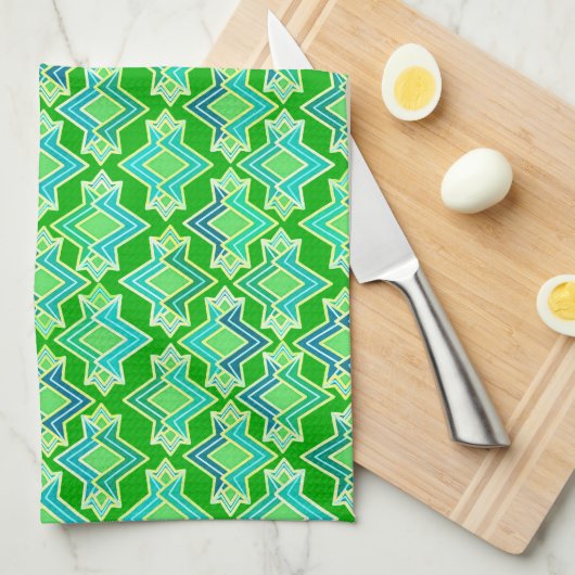 Art Deco Wallpaper Pattern, Jade Green Theedoek (Quarter Fold)