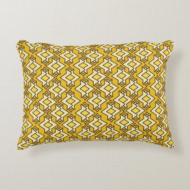 Art Deco Wallpaper Pattern, Mustard Gold Accent Kussen (Voorkant)