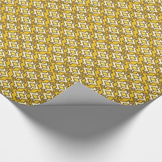 Art Deco Wallpaper Pattern, Mustard Gold Cadeaupapier (Hoek)