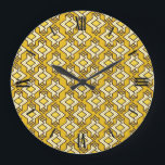 Art Deco Wallpaper Pattern, Mustard Gold Grote Klok<br><div class="desc">Art Deco geometric wallpaper pattern in cream,  black and gold on a deep mustard gold / yellow background</div>