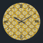 Art Deco Wallpaper Pattern, Mustard Gold Grote Klok<br><div class="desc">Art Deco geometric wallpaper pattern in cream,  black and gold on a deep mustard gold / yellow background</div>