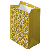 Art Deco Wallpaper Pattern, Mustard Gold Medium Cadeauzakje (Voorkant Gekanteld)